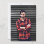 Modern Bold Red Black White Photo Graduparty Kaart (Achterkant)