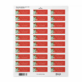 Modern Bold Red Floral Vrolijk kerstadres Etiket (Full Sheet)