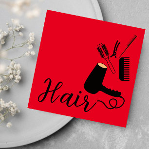 Modern Bold Red Haarstylist Afspraakkaart Vierkante Visitekaartje