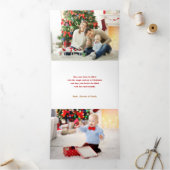 Modern Bold Red Merry Typografie 5-foto Drieluik Wenskaart (Binnen)