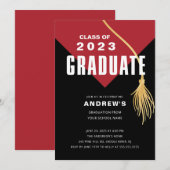 Modern Bold Red Pet Afstuderen Kaart (Voorkant / Achterkant)