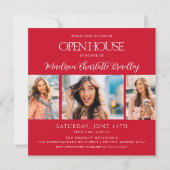 Modern Bold Red Photo Afstuderen Invitation Kaart (Achterkant)