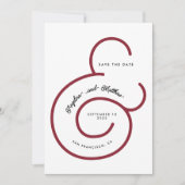 Modern Bold Red Script Big Ampersand Weddenschap Save The Date (Voorkant)