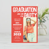 Modern Bold Red White Foto 2023 Afstuderen Kaart (Staand voorkant)