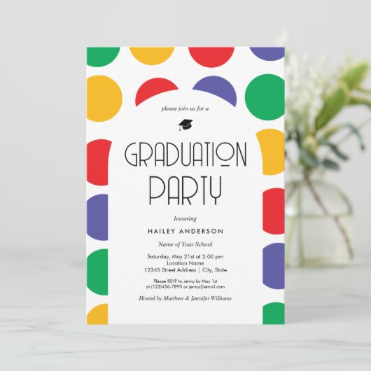 Modern Bold Retro 70s Afstuderen Kaart (Staand voorkant)