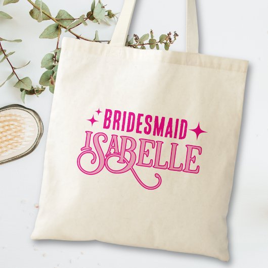 Modern Bold Retro Bruidsmeisje Gift Tote Bag