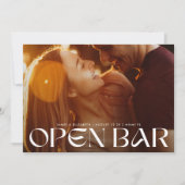 Modern Bold Retro Open Bar FullBleed Photo Wedding Save The Date (Voorkant)
