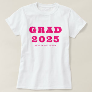 Modern Bold Retro Typografie Hot Pink Afstuderen T-shirt