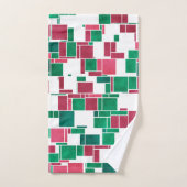 Modern Bold Rood en Groen Kerstmis Mondriaan Bad Handdoek (Handdoek)