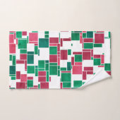 Modern Bold Rood en Groen Kerstmis Mondriaan Bad Handdoek (Handdoek)