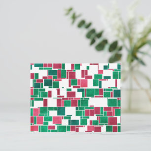 Modern Bold Rood en Groen Kerstmis Mondriaan Briefkaart