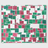 Modern Bold Rood en Groen Kerstmis Mondriaan Cadeaupapier (Vlak)