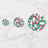 Modern Bold Rood en Groen Kerstmis Mondriaan Confetti (Achterkanten)