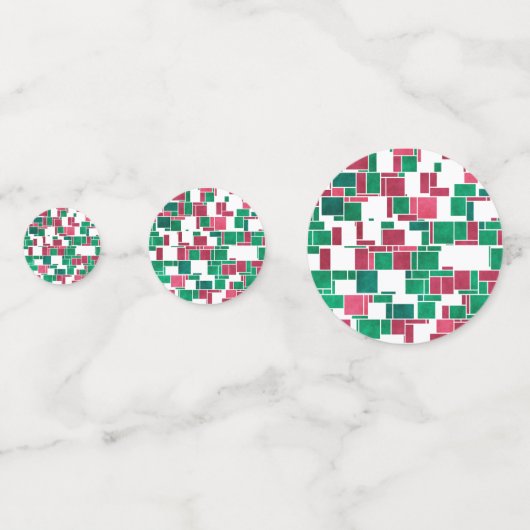 Modern Bold Rood en Groen Kerstmis Mondriaan Confetti (Achterkanten)