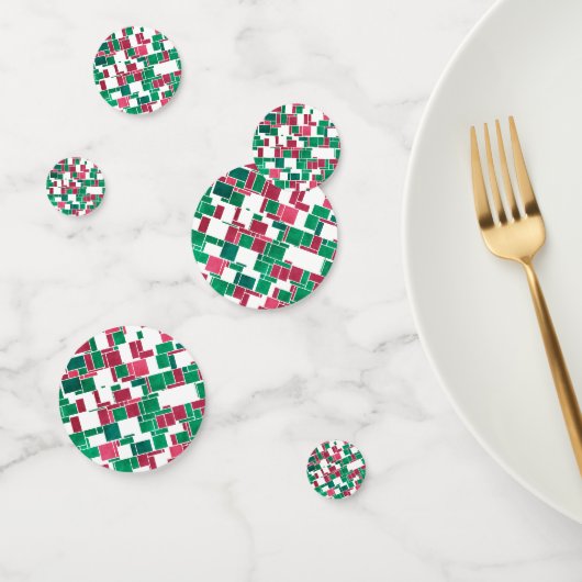 Modern Bold Rood en Groen Kerstmis Mondriaan Confetti (Groep)