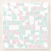 Modern Bold Rood en Groen Kerstmis Mondriaan Glazen Onderzetter (Achterkant)