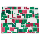 Modern Bold Rood en Groen Kerstmis Mondriaan Groot Cadeauzakje (Voorkant)