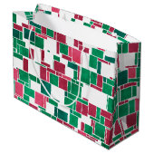 Modern Bold Rood en Groen Kerstmis Mondriaan Groot Cadeauzakje (Achterkant Gekanteld)