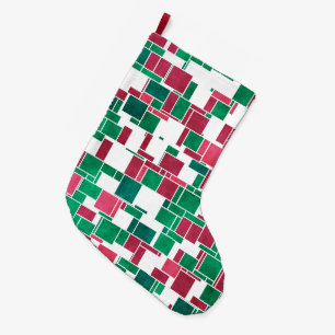 Modern Bold Rood en Groen Kerstmis Mondriaan Grote Kerstsok