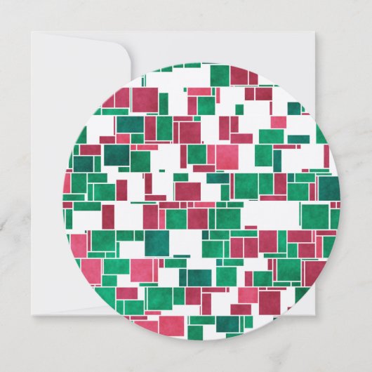 Modern Bold Rood en Groen Kerstmis Mondriaan Kaart (Voorkant)