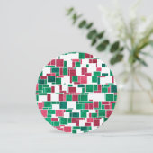 Modern Bold Rood en Groen Kerstmis Mondriaan Kaart (Staand voorkant)