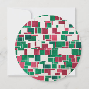Modern Bold Rood en Groen Kerstmis Mondriaan Kaart
