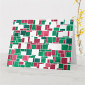 Modern Bold Rood en Groen Kerstmis Mondriaan Kaart (Gele Bloem)