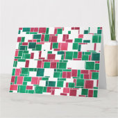 Modern Bold Rood en Groen Kerstmis Mondriaan Kaart (Achterkant)