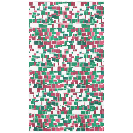 Modern Bold Rood en Groen Kerstmis Mondriaan Tafelkleed (Voorkant)