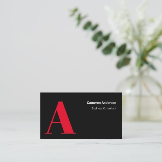 Modern Bold Rood Zwart Wit Minimaal Professioneel Visitekaartje (Staand voorkant)