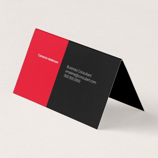 Modern Bold Rood Zwart Wit Professioneel Visitekaartje (Achterkant)