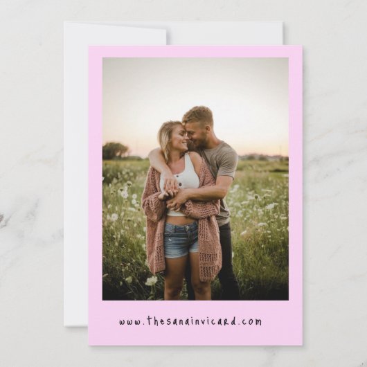 Modern Bold Roze Bow foto Huwelijk Save the Date Kaart (Achterkant)