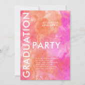 Modern Bold Roze en Oranje Graduation Party Kaart (Voorkant)