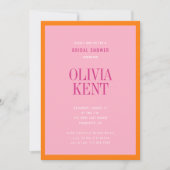 Modern Bold Roze Sinaasappel bruiloft Vrijgezellen Kaart (Voorkant)