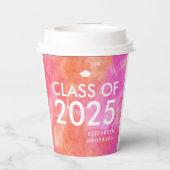 Modern Bold Roze Sinaasappel Graduation Party Papieren Bekers (Achterkant)