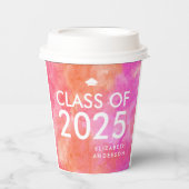 Modern Bold Roze Sinaasappel Graduation Party Papieren Bekers (Voorkant)