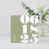 Modern Bold Sage Green Big Date Wedding Save The Date (Staand voorkant)