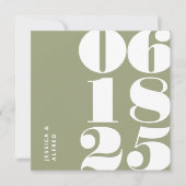 Modern Bold Sage Green Big Date Wedding Save The Date (Voorkant)