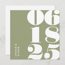 Modern Bold Sage Green Big Date Wedding Save The Date