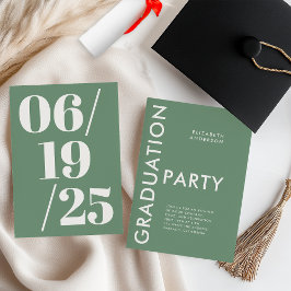 Modern Bold Sage Green Graduation Party Kaart