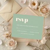 Modern Bold Sage Green REAL Roos Gold RSVP Folie Uitnodiging Briefkaart