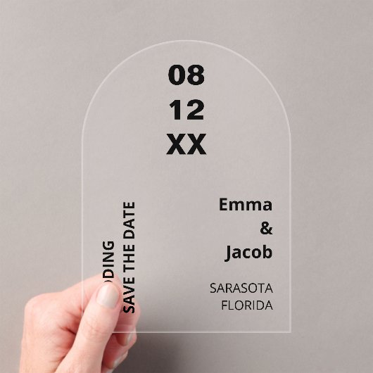 Modern Bold Save the Date Acryluitnodiging Acryl Uitnodigingen (Insitu (Draagbaar))