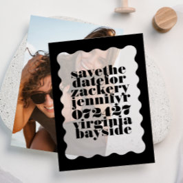 Modern Bold Scalloped Border Black Sla de datum op Vellum Uitnodigingen