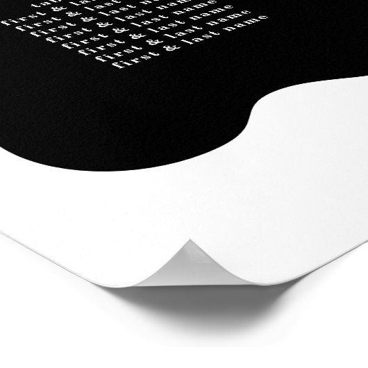 Modern Bold Scalloped Border Wit Zwart Bruiloft Poster (Hoek)