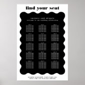 Modern Bold Scalloped Border Wit Zwart Bruiloft Poster (Voorkant)