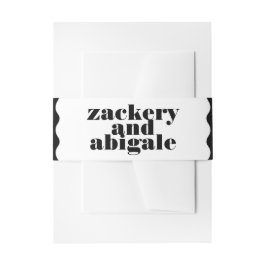 Modern Bold Scalloped Border Wit Zwart Bruiloft Uitnodigingen Wikkel