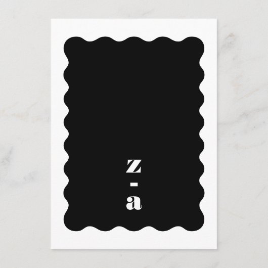 Modern Bold Scalloped Border Zwart Wit Bruiloft Menu (Achterkant)