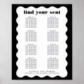 Modern Bold Scalloped Border Zwart Wit Bruiloft Poster (Voorkant)