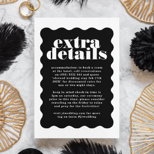 Modern Bold Scalloped Border Zwart Wit Details Informatiekaartje