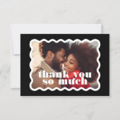 Modern Bold Scalloped Border Zwart Wit Foto Bedankkaart (Voorkant)